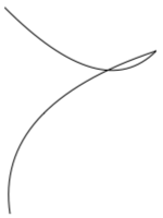Liniengrafik zeigt zwei verbundene überlappende Bézierkurven.