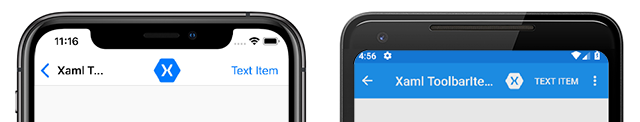 Screenshot des primären ToolbarItem-Menüs für Android und iOS