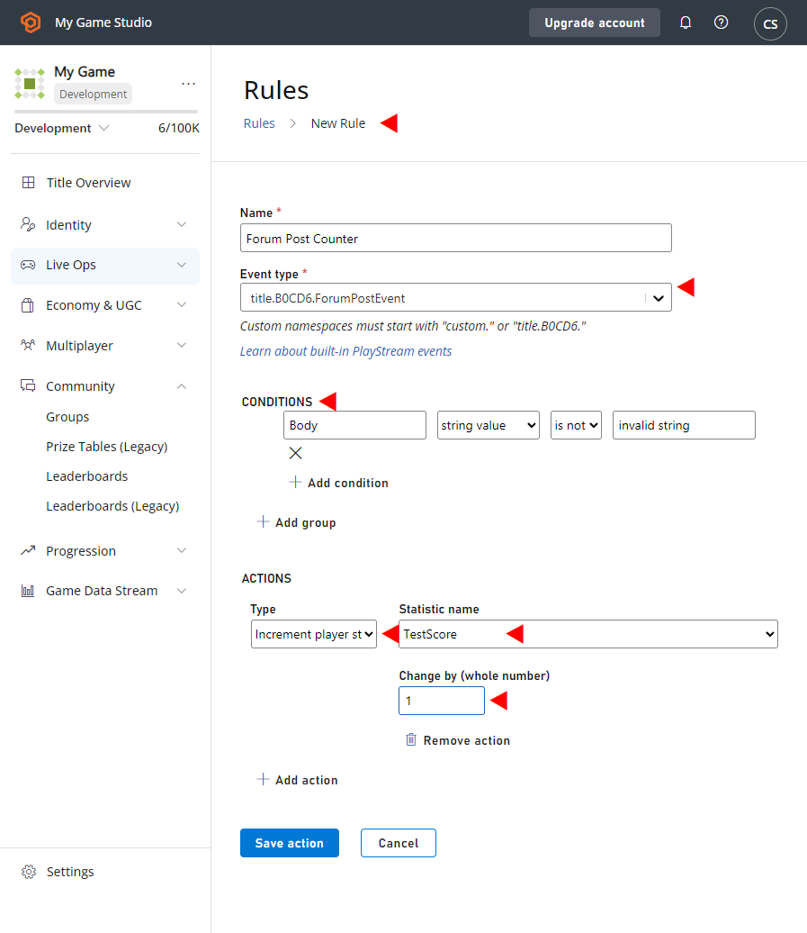 Game Manager – Automatisierung – neue Regel