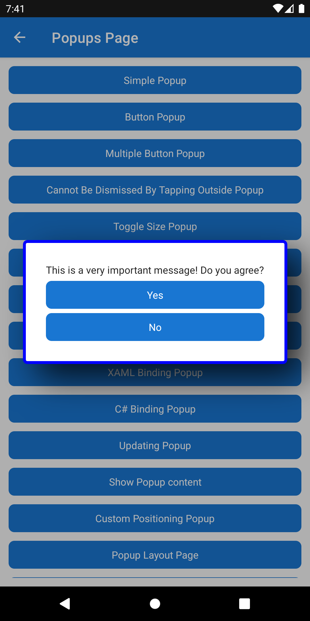 Popup rendering with a blue border Popup blue border stroke