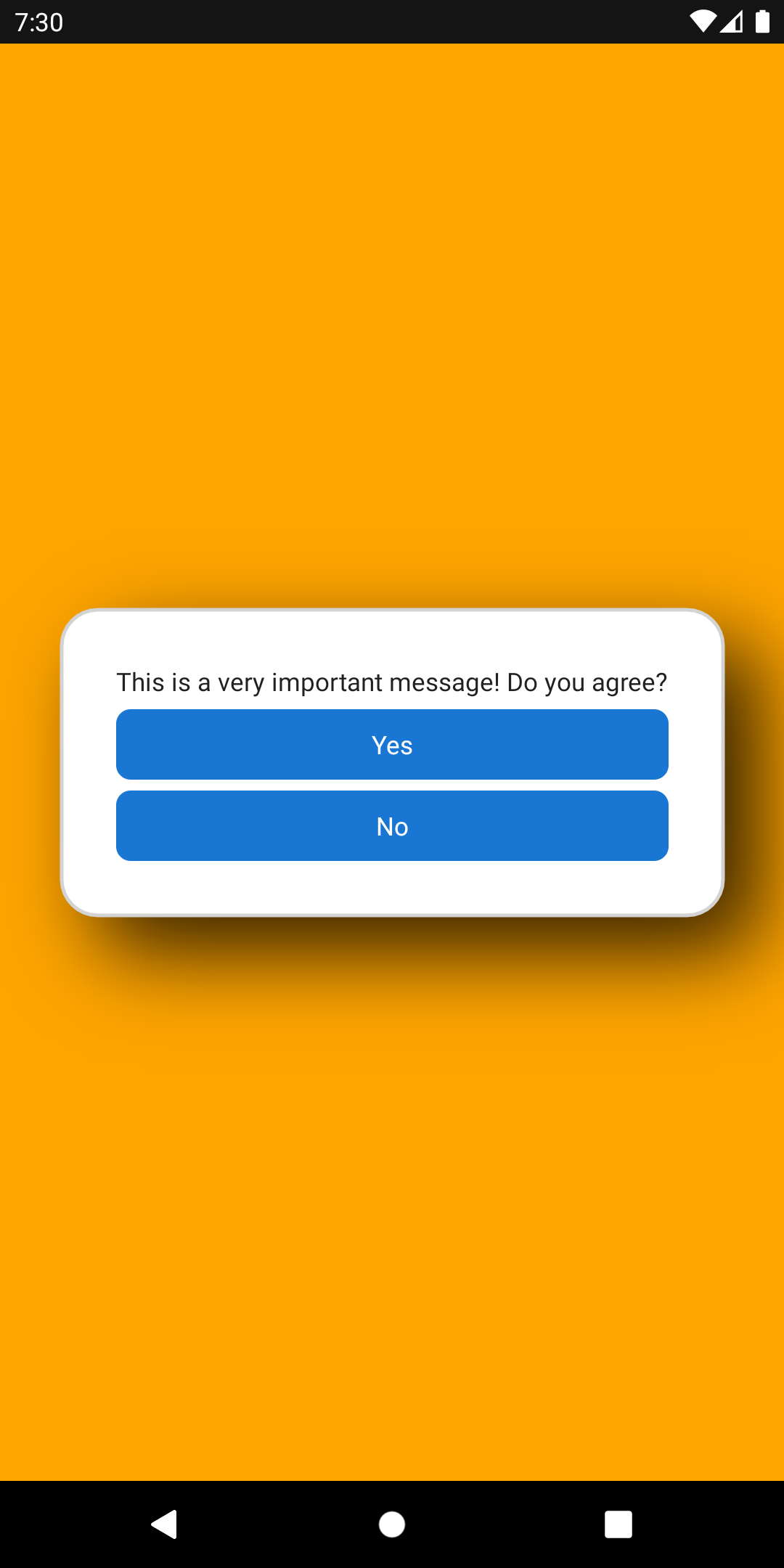 Popup rendering with an opaque orange background Popup page overlay