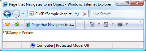 This is an example of a page that navigates to an object. A page that navigates to a class