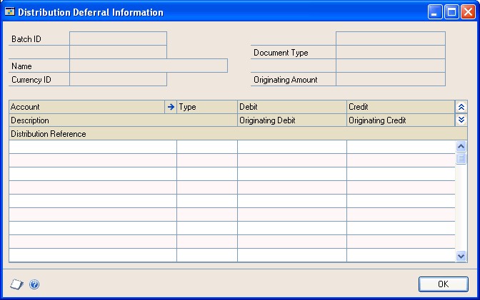 Screenshot that shows the Distribution Deferral Information window.