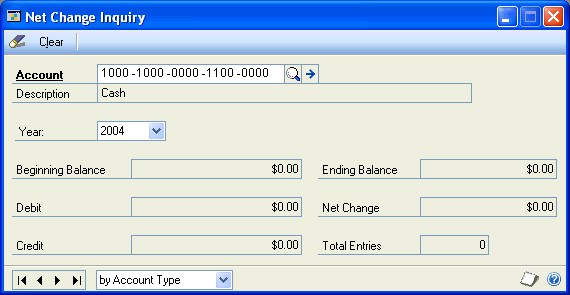 Screenshot that shows the Net Change Inquiry window.