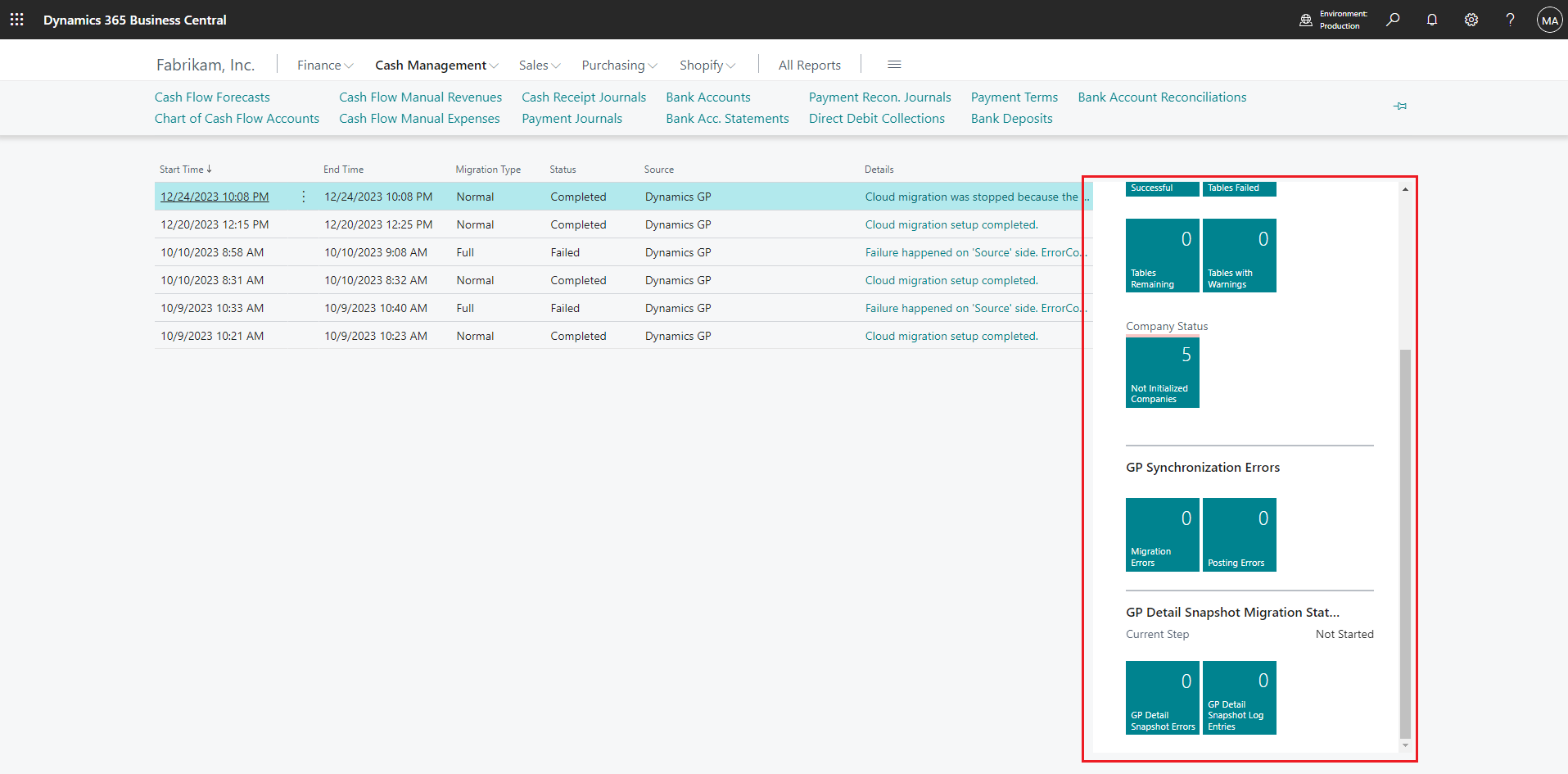 Shows the flow for cloud migration setup
