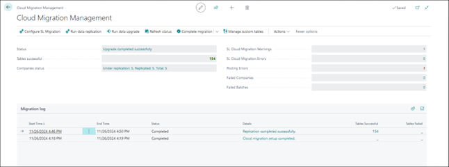 Screenshot of the flow for cloud migration setup