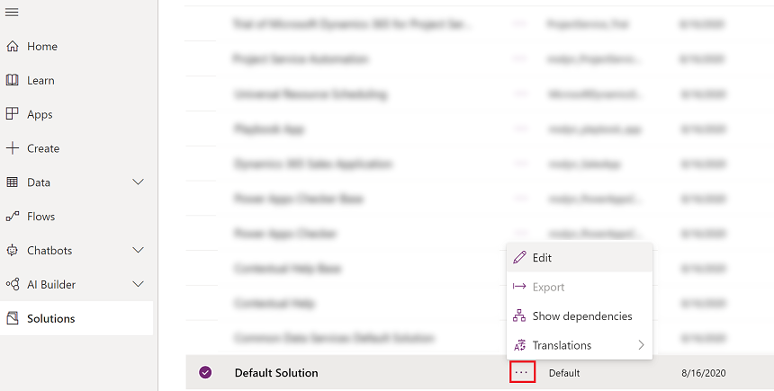 Edit the default solution.