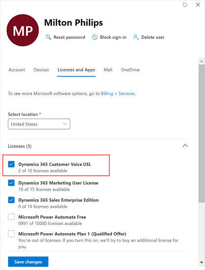 Assign the Dynamics 365 Customer Voice user license to a user Assign the Dynamics 365 Customer Voice user license to a user.