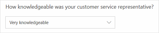 A drop-down question, showing a single answer selected in the drop-down list box A drop-down question, showing a single answer selected in the drop-down list box.