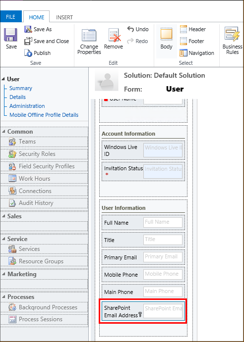 Add SharePoint email address field on user form Add SharePoint email address field on user form.