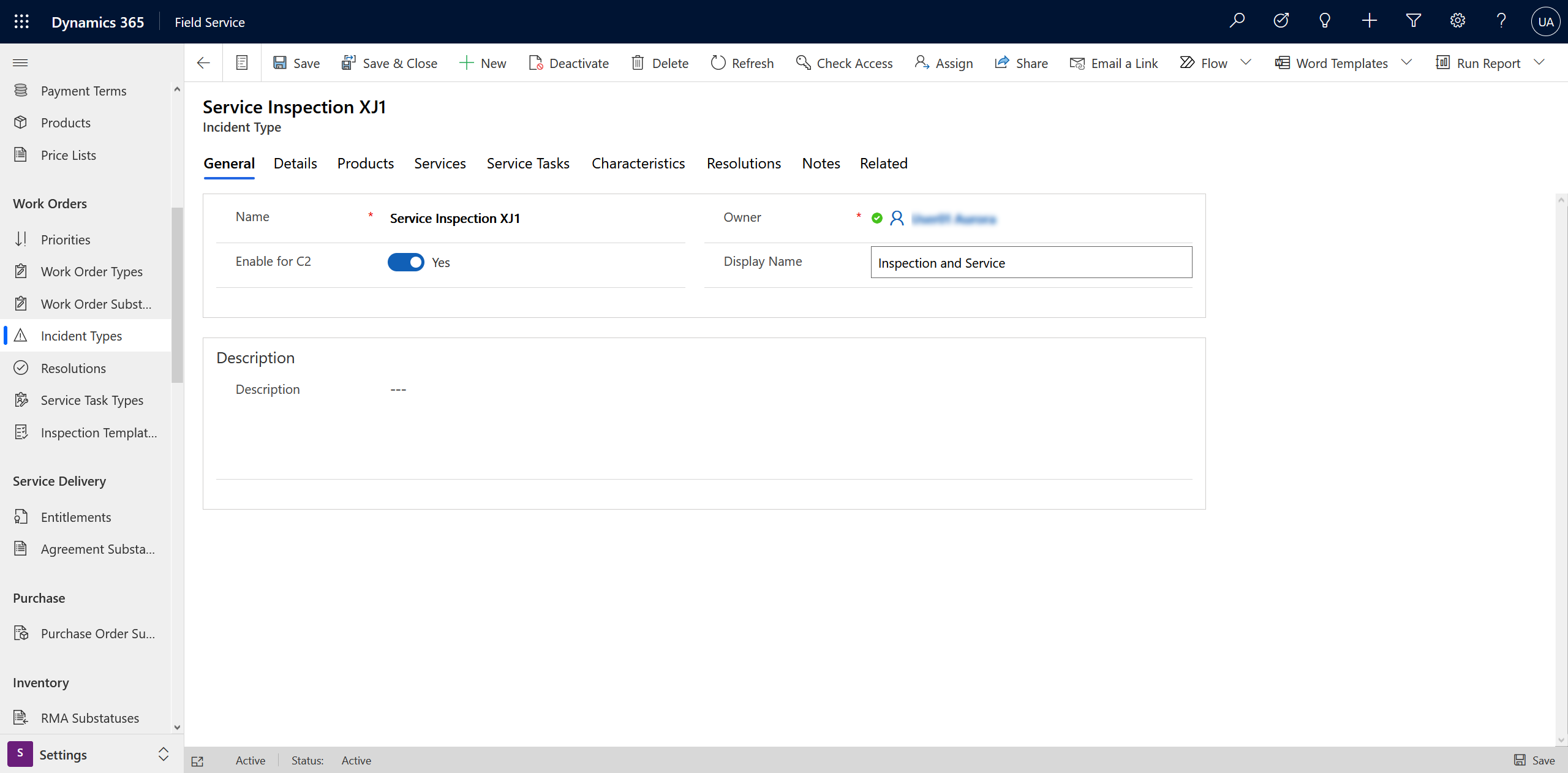 Customer portal settings, showing the field for the user-friendly name for incident types.