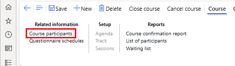 Course participants button on the Action Pane.