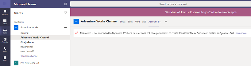 Microsoft Teams permission error Microsoft Teams permission error.