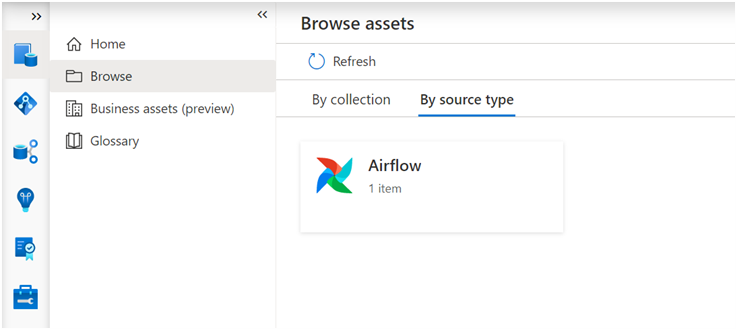 Screenshot of Browse data catalog by source type