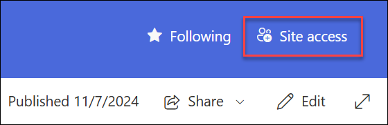 Screenshot of site access for communication sites.