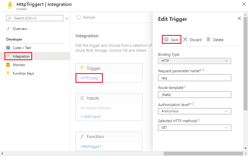 Customizing an HTTP function