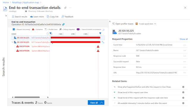 Screenshot that shows the Details view for a selected component.