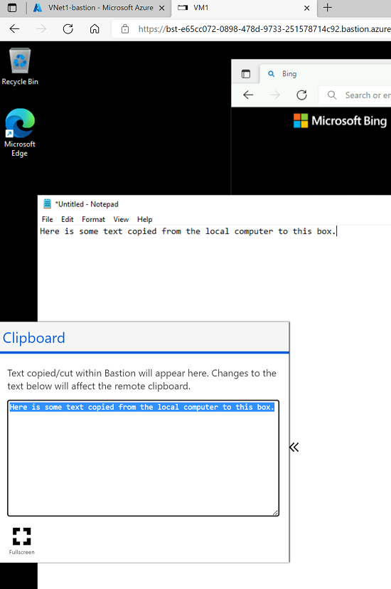 Screenshot shows a clipboard for text copied in Bastion.