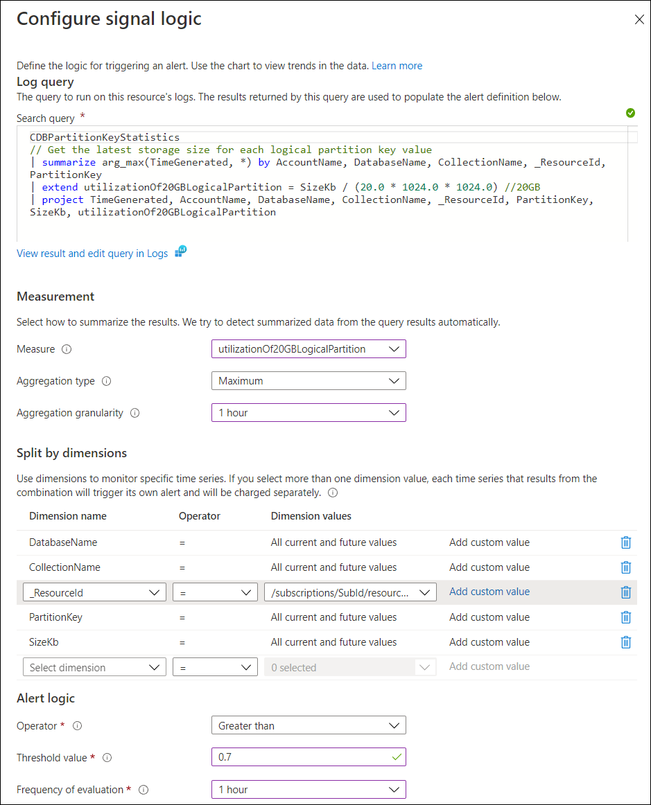 Screenshot of an example configuration for signal logic