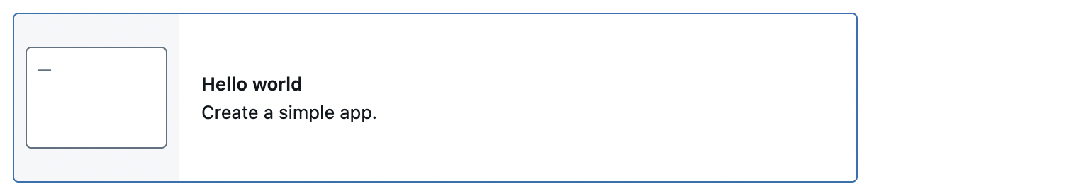Select the Hello World template