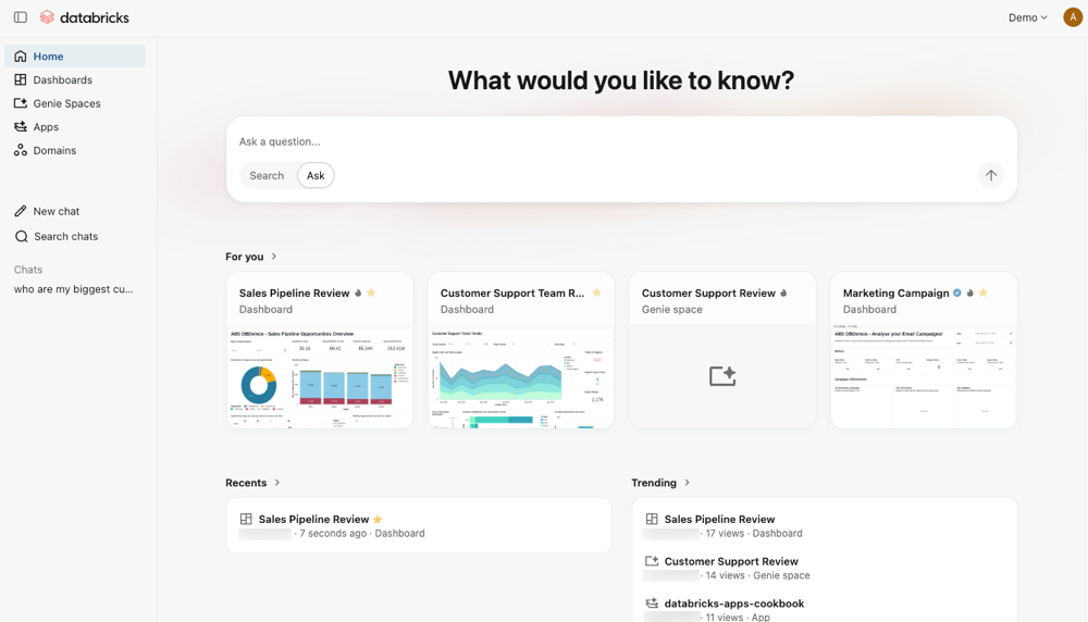 Landing page for Genie