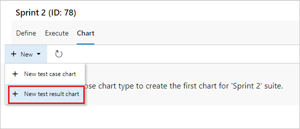 Screenshot of the New test result chart menu option.