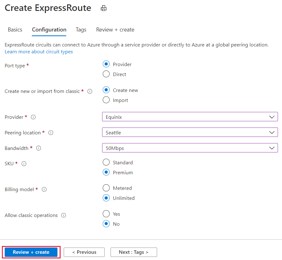 Screenshot of how to configure the circuit.