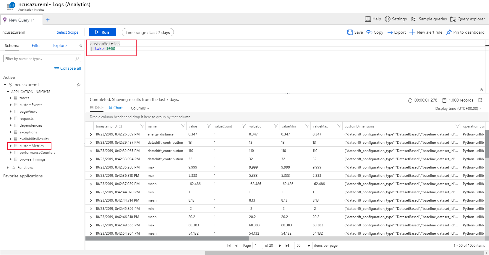 Log analytics query