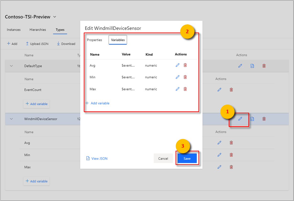 Edit a type in the pane.