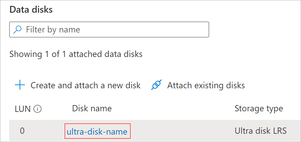 Screenshot of disks blade on your vm, Ultra Disk is highlighted.