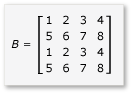 Diagram showing 4 by 4 matrix B.