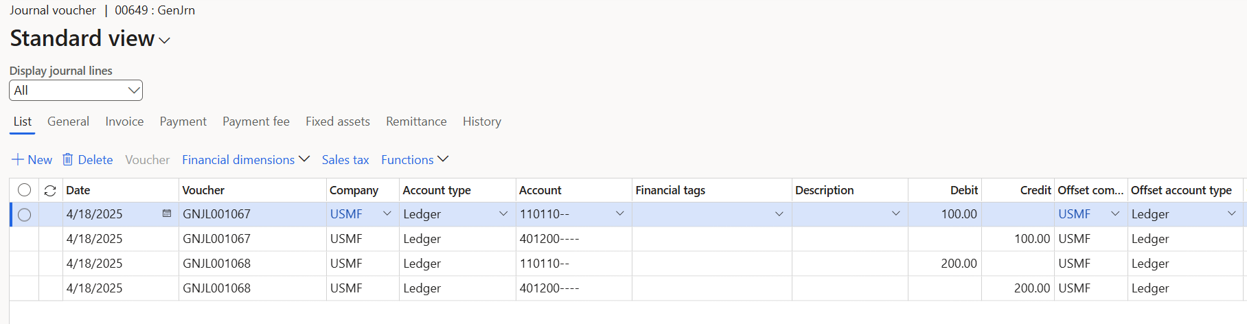 New voucher number per voucher on the Journal voucher page.