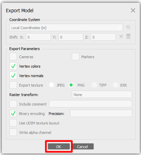 Export Model settings Export Model settings.