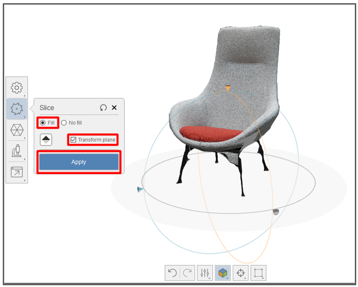 Slicing tool settings Slicing tool settings.