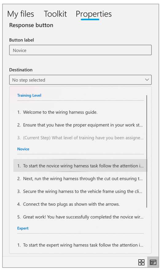 Properties tab with Destination example Properties tab with Destination example.