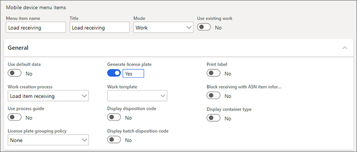 Mobile device menu item settings Mobile device menu item settings.