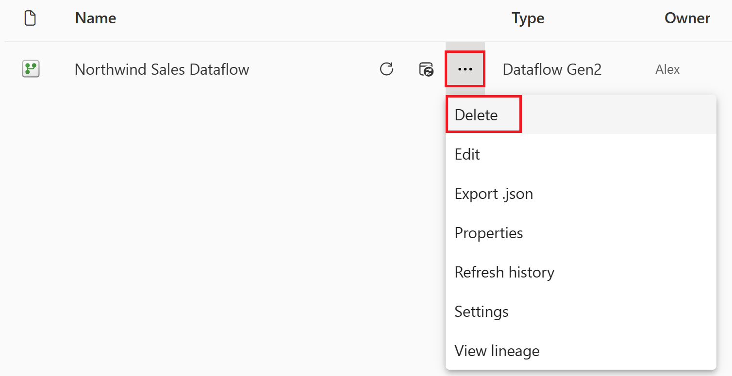 Στιγμιότυπο οθόνης με τις τρεις κατακόρυφες κουκκίδες και με έμφαση στην επιλογή διαγραφής στο αναπτυσσόμενο μενού.