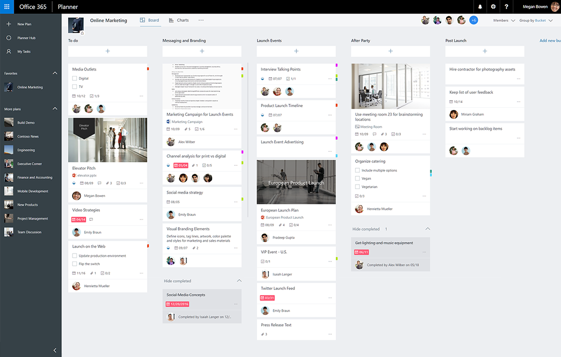 Image of Planner board Screenshot of a Microsoft 365 Planner task board