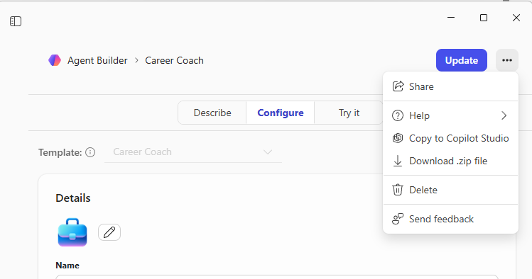 Send feedback in Agent Builder