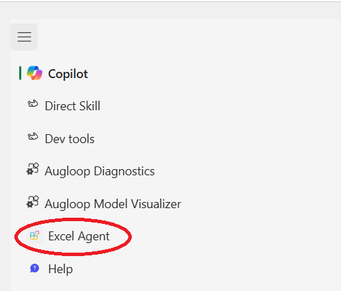 A screenshot of the agent list in the Copilot pane in an Office application