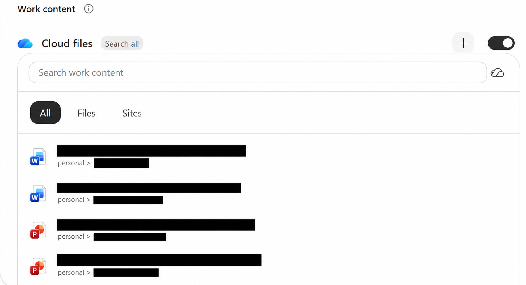 A screenshot of the Knowledge section of the cloud files.