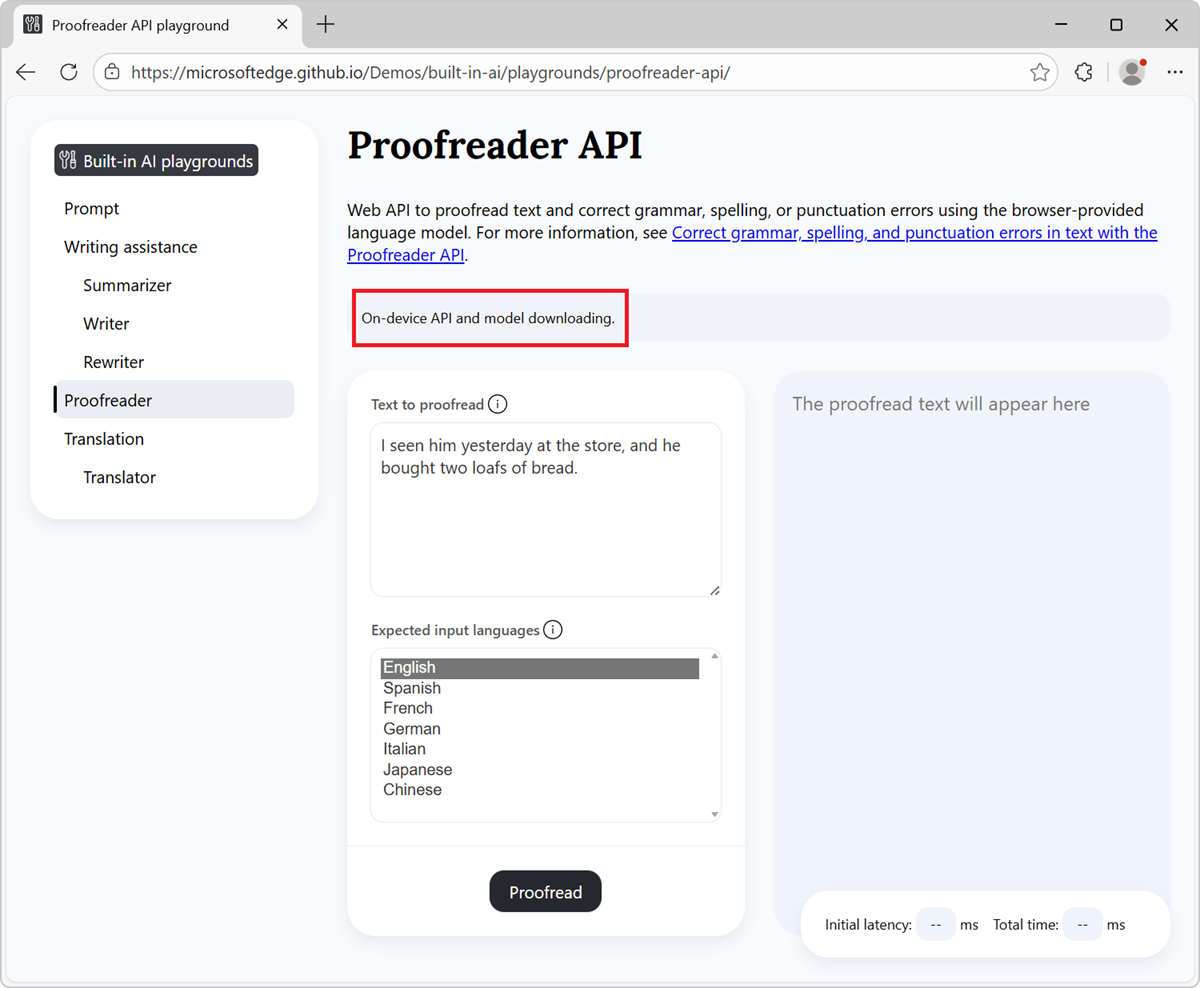 Status indicator showing model downloading progress