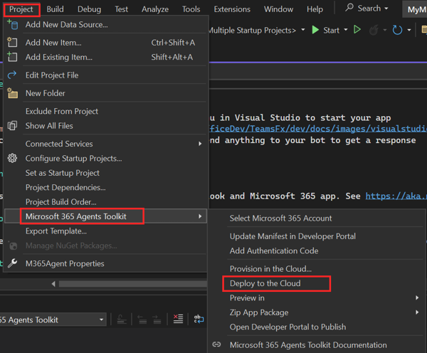 Screenshot shows steps to deploy to the cloud.