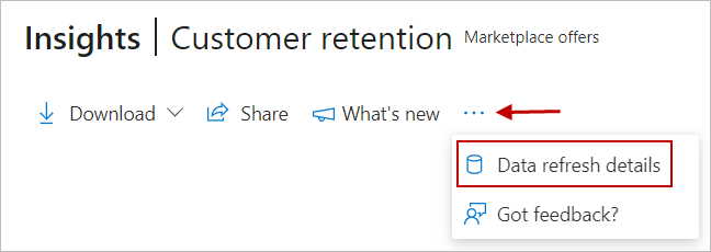 Screenshot of the Data refresh details link in the ellipsis menu.