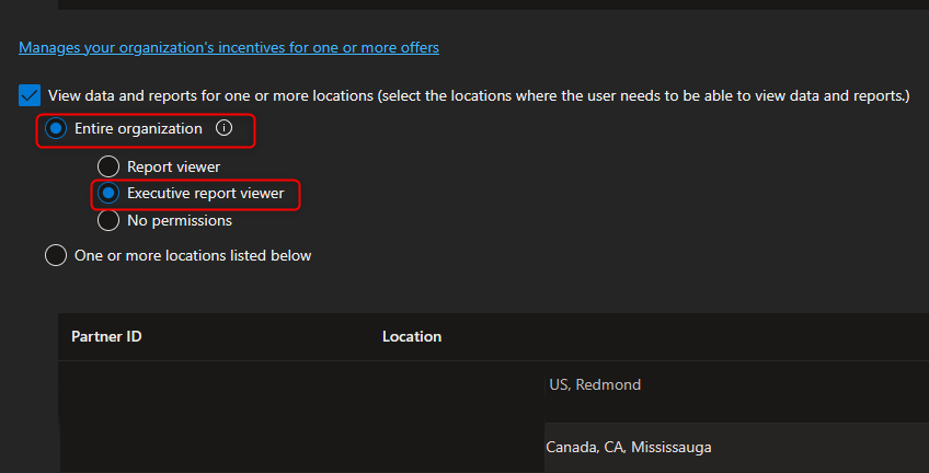 Screenshot of the dialog: View data and reports for one or more locations.