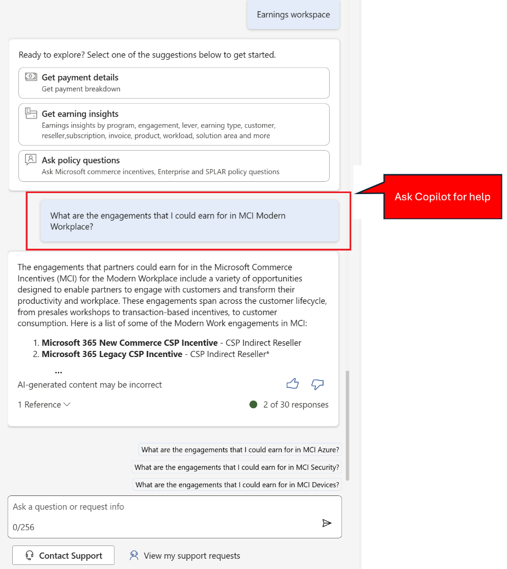 Screenshot showing the continuation of a Copilot dialog.