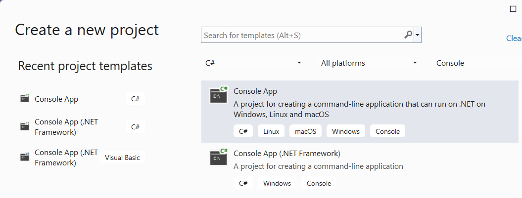 Start a console app project.