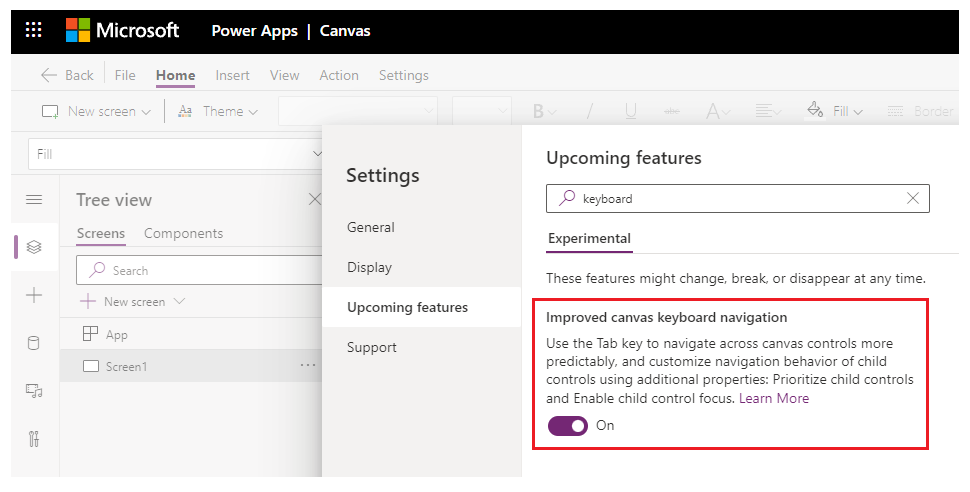Βελτιωμένη ρύθμιση περιήγησης πληκτρολόγιου καμβά