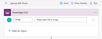 Ένα στιγμιότυπο οθόνης του παραθύρου επεξεργασίας Power Automate, με την ετικέτα εισόδου αρχείου να έχει αλλάξει σε Εικόνα.