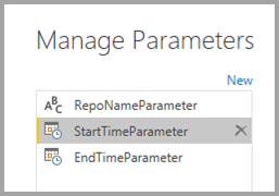 Screenshot that shows New to create another parameter.